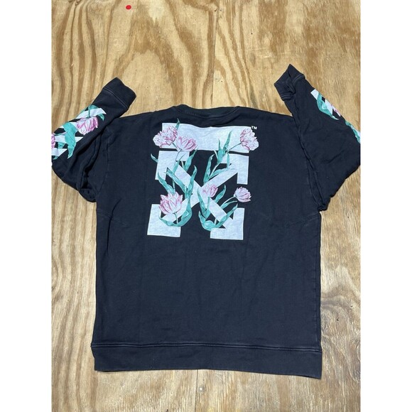 Off-White Arrows & Tulips Washed Cotton Sweatshirt Women S Black VIRGIL @GQ Knit - Picture 4 of 12